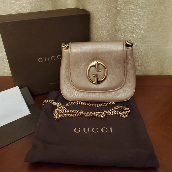 Gucci 1973 Pebbled Calfskin Small Chain Crossbody